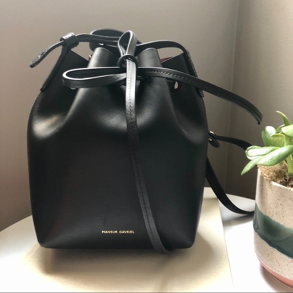 Mansur Gavriel Mini Mini Bucket Bag (Black/Flamma) - Picture 3 of 13